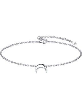 Tiny Moon-Silver Sterling Silver Dainty Link Chain Bracelet